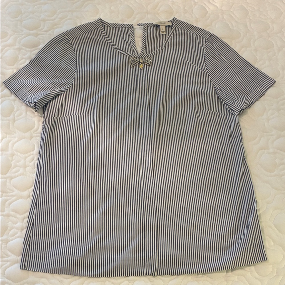 J. Crew Blue and White Striped Blouse